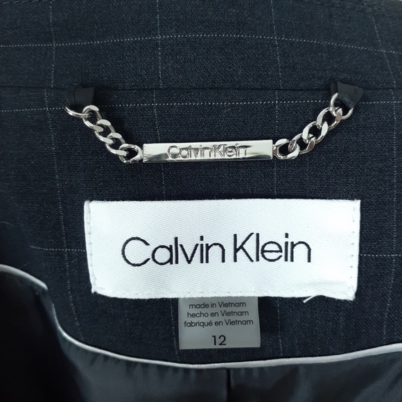 Calvin Klein Womens Suit Jacket Blazer Checked D - Picture 6 of 8